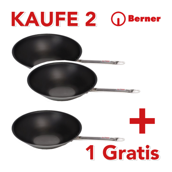 Rabatt Aktion-Wok-Pfanne flacher Boden WPAF1 Antihaft Berner für Induktionsherde 39cm-2+1